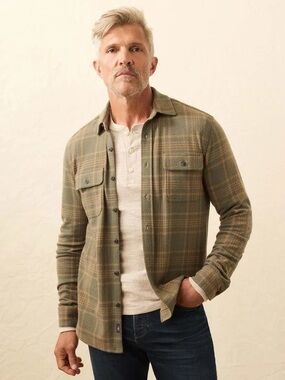 Faherty- Legend™ Sweater Shirt - Woodland Olive Plaid